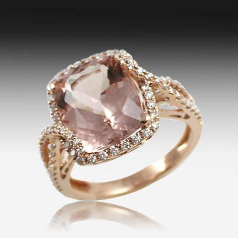 18kt Rose Gold Morganite and Diamond ring - Masterpiece Jewellery Opal & Gems Sydney Australia | Online Shop