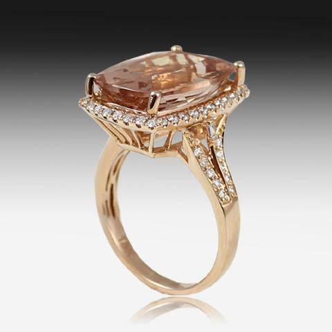 18kt Rose Gold Morganite and Diamond ring - Masterpiece Jewellery Opal & Gems Sydney Australia | Online Shop