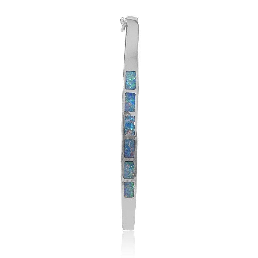 14kt White Gold 6 Opal snap bangle - Masterpiece Jewellery Opal & Gems Sydney Australia | Online Shop