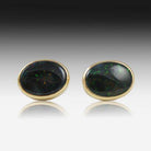 18kt Yellow Gold Black Opal cufflinks - Masterpiece Jewellery Opal & Gems Sydney Australia | Online Shop