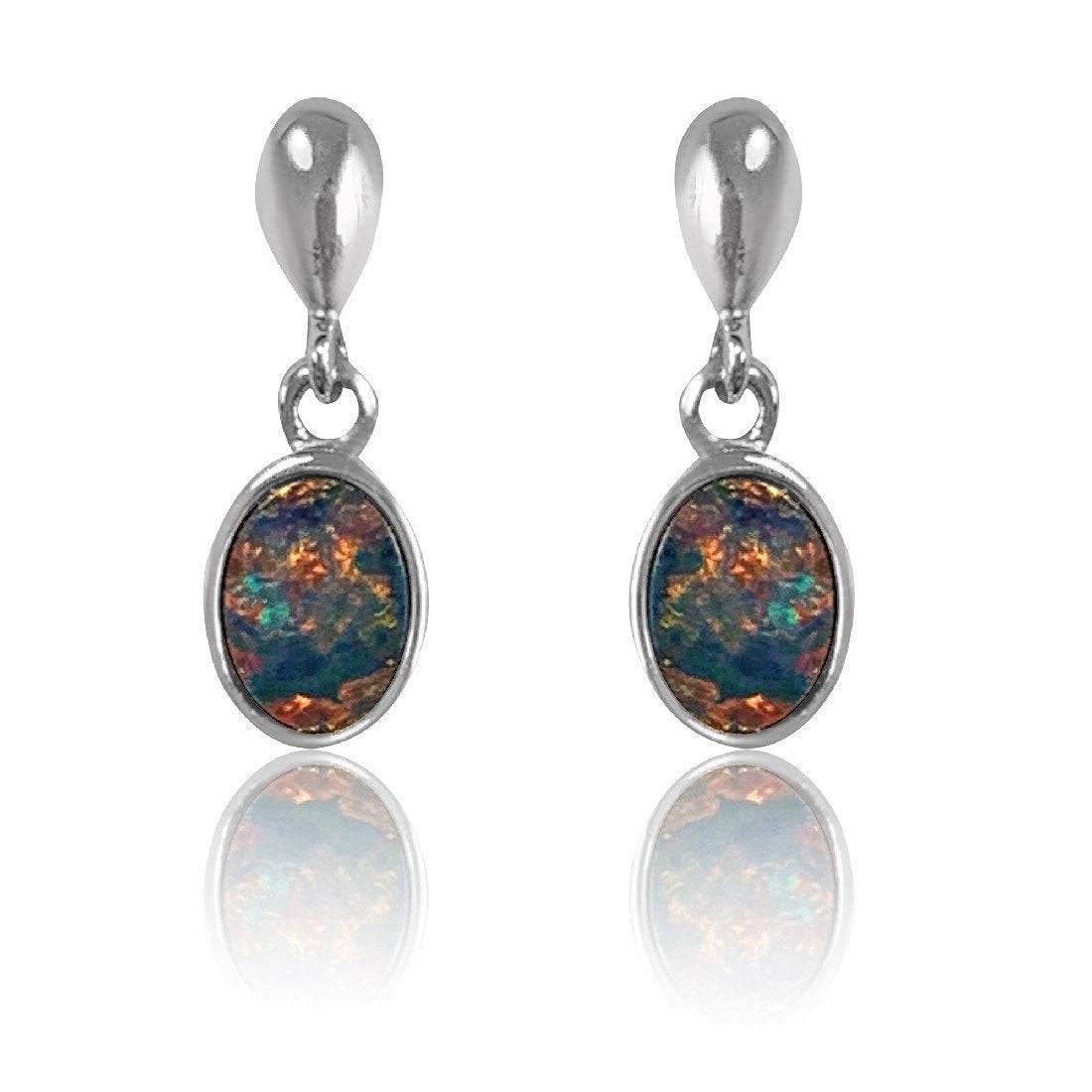 14kt White Gold Opal earrings - Masterpiece Jewellery Opal & Gems Sydney Australia | Online Shop