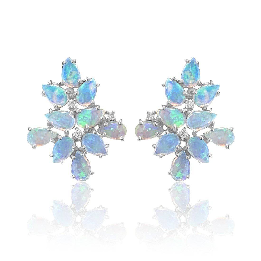 18kt White Gold Opal earrings - Masterpiece Jewellery Opal & Gems Sydney Australia | Online Shop