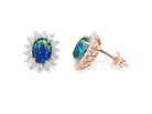 Sterling Silver Rose Gold plated Cluster 8x6mm Opal triplet studs - Masterpiece Jewellery Opal & Gems Sydney Australia | Online Shop
