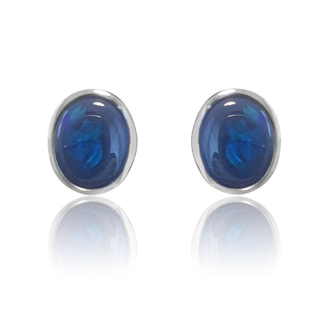Sterling Silver Black Opal earrings - Masterpiece Jewellery Opal & Gems Sydney Australia | Online Shop