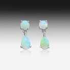 Sterling Silver double Opal dangling earrings - Masterpiece Jewellery Opal & Gems Sydney Australia | Online Shop