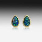 Sterling Silver Gold Plated Opal Triplet teardrop studs - Masterpiece Jewellery Opal & Gems Sydney Australia | Online Shop