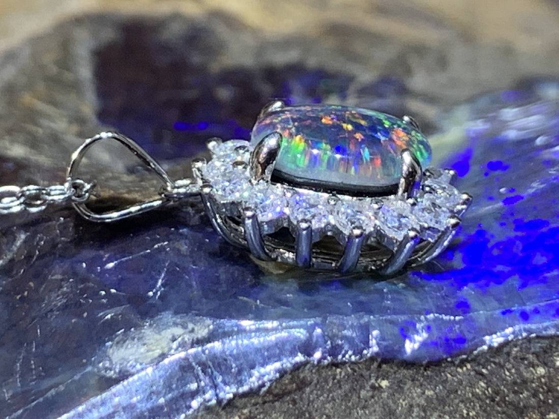 Sterling Silver Opal triplet cluster pendant - Masterpiece Jewellery Opal & Gems Sydney Australia | Online Shop