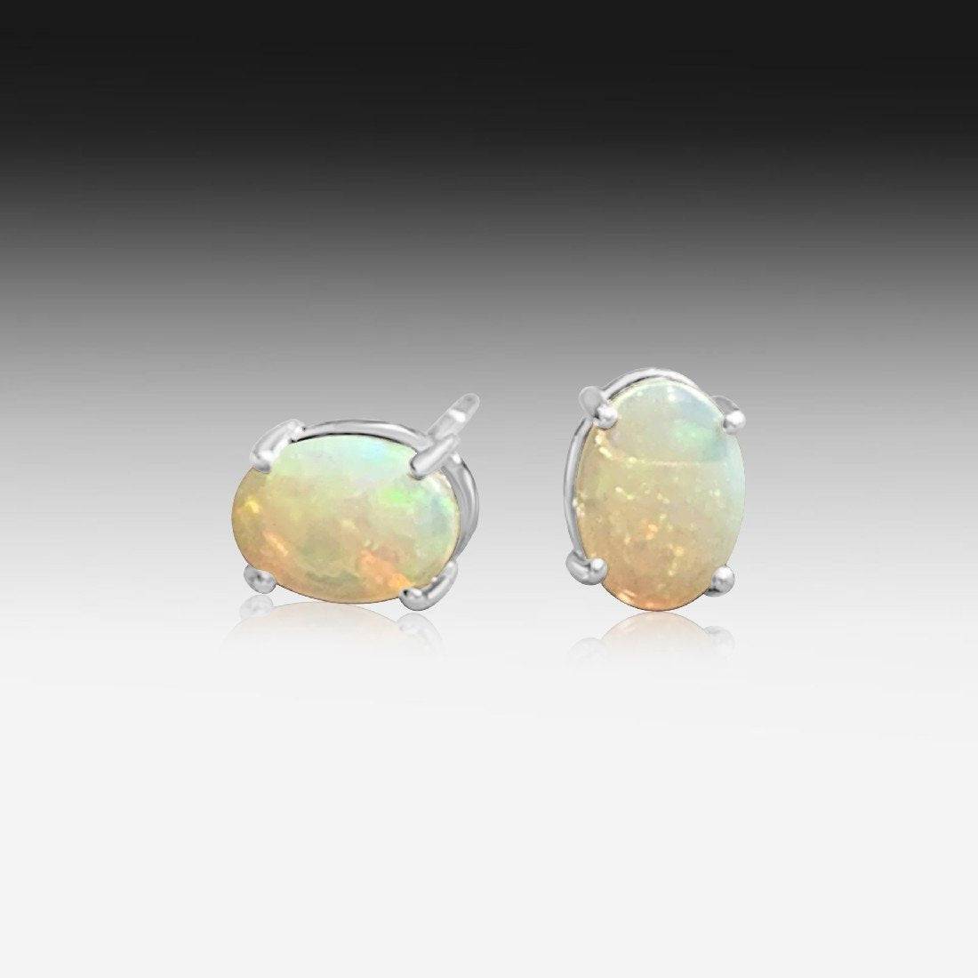 Sterling Silver White Opal studs - Masterpiece Jewellery Opal & Gems Sydney Australia | Online Shop
