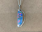 14kt White Gold Opal and diamond pendant - Masterpiece Jewellery Opal & Gems Sydney Australia | Online Shop