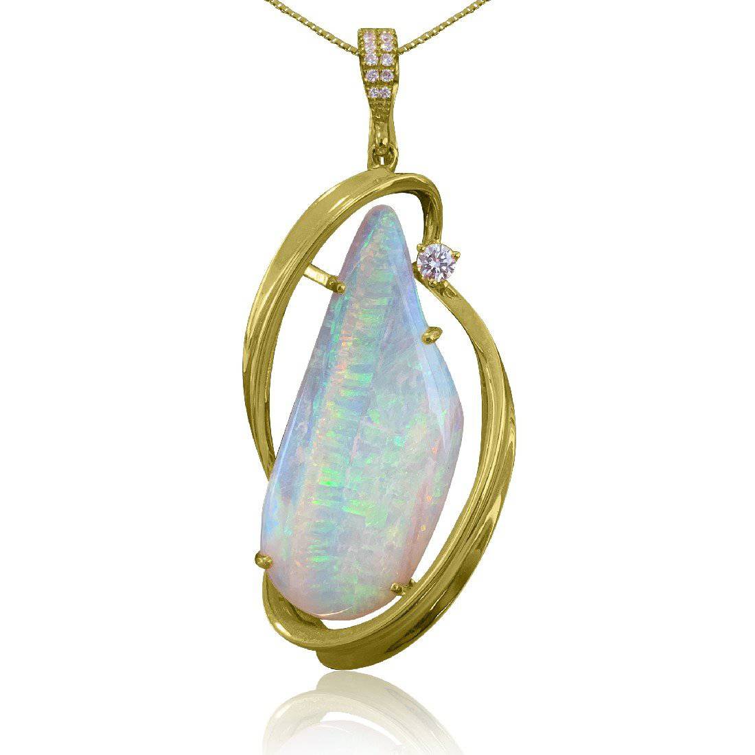 18kt Yellow Gold Opal and Diamond pendant - Masterpiece Jewellery Opal & Gems Sydney Australia | Online Shop