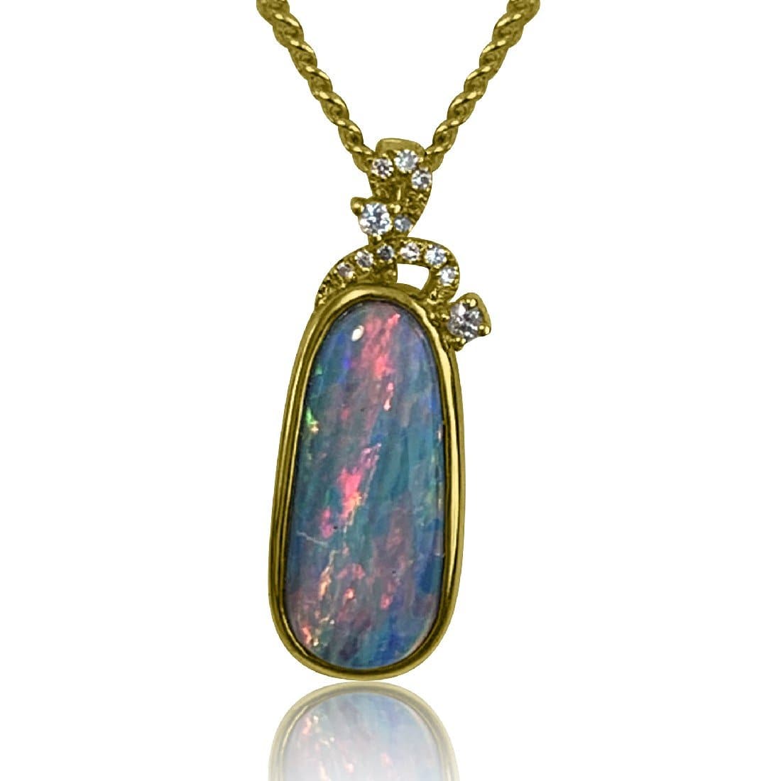 18kt Yellow Gold Opal and Diamond pendant - Masterpiece Jewellery Opal & Gems Sydney Australia | Online Shop