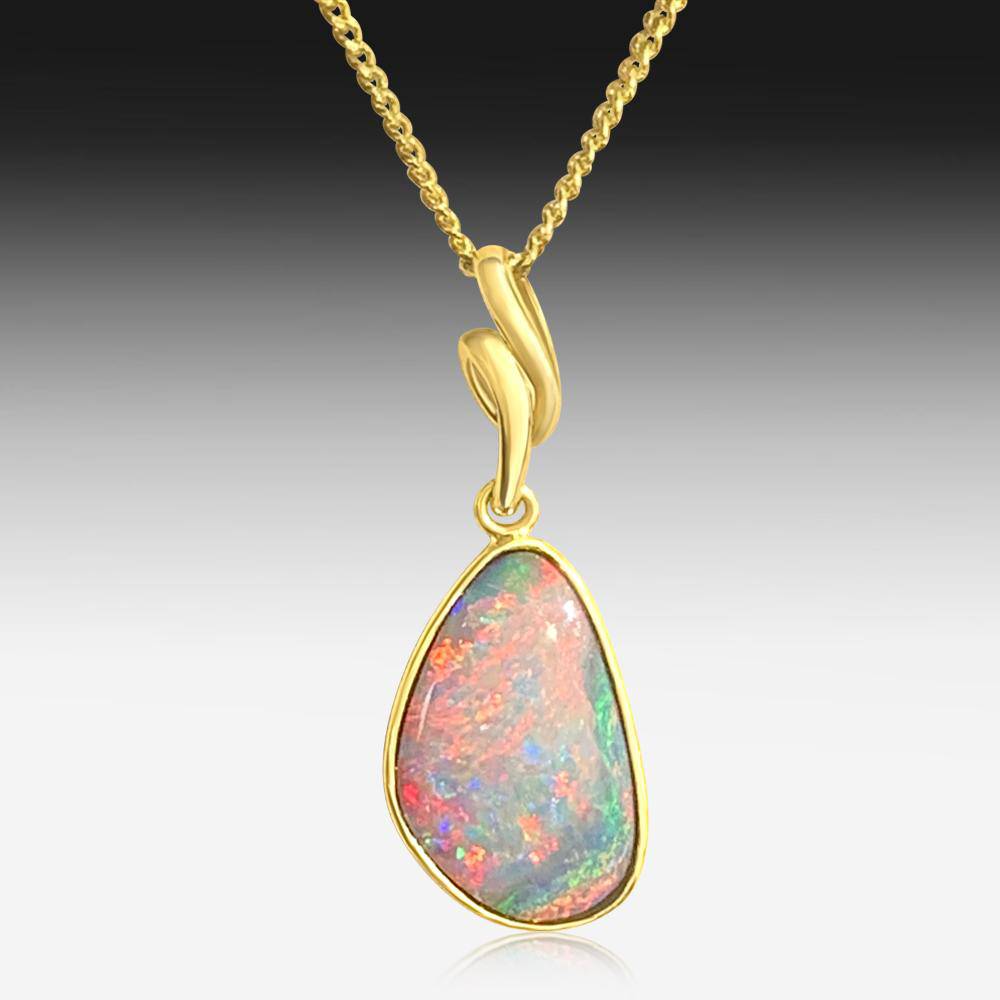 9kt Yellow Gold Black Opal pendant - Masterpiece Jewellery Opal & Gems Sydney Australia | Online Shop