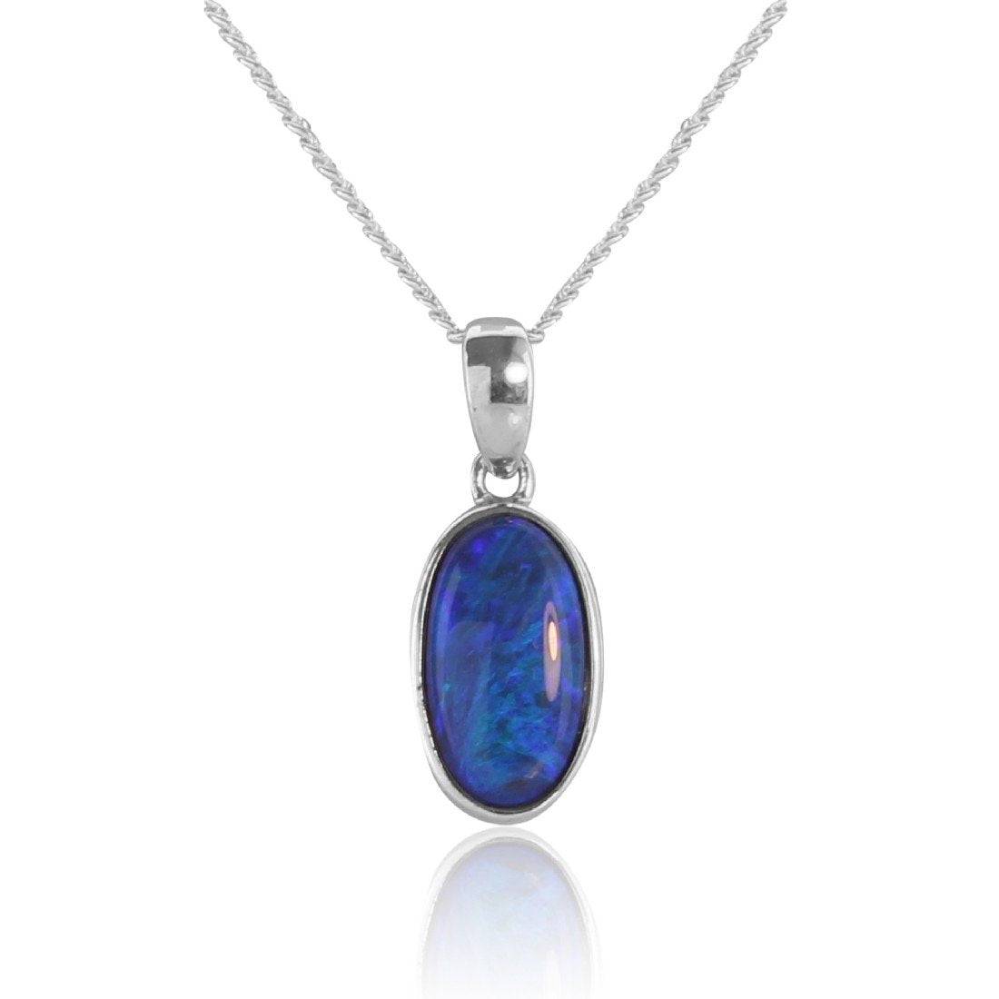 Sterling Silver Black Opal pendant - Masterpiece Jewellery Opal & Gems Sydney Australia | Online Shop