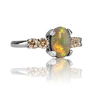 14kt White Gold Black Opal Diamond ring - Masterpiece Jewellery Opal & Gems Sydney Australia | Online Shop
