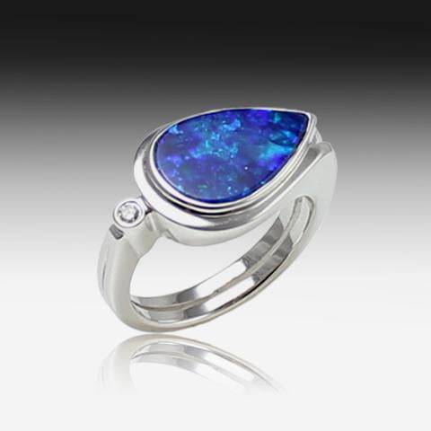 14kt White Gold Opal ring - Masterpiece Jewellery Opal & Gems Sydney Australia | Online Shop