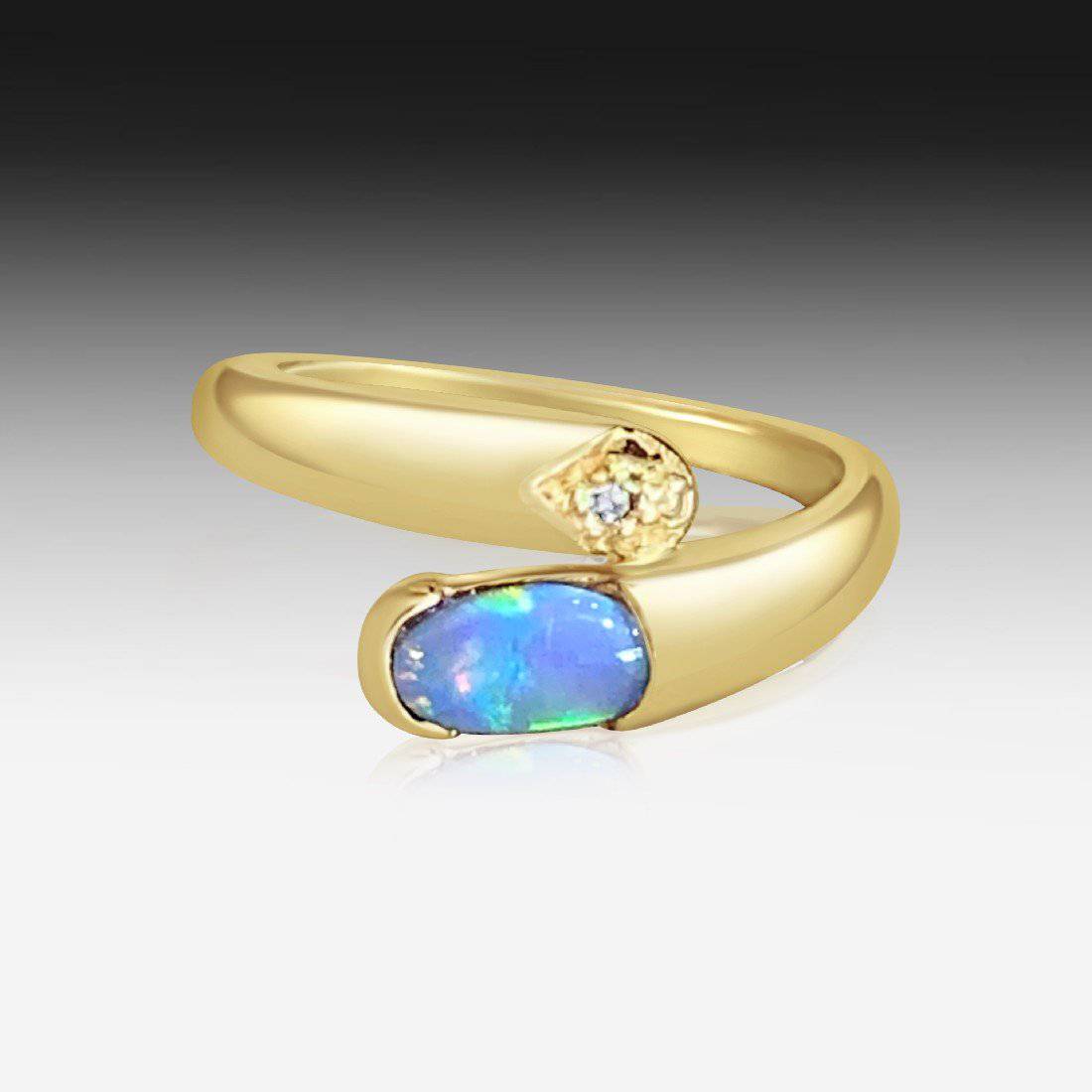 14kt Yellow Gold Black Opal ring - Masterpiece Jewellery Opal & Gems Sydney Australia | Online Shop