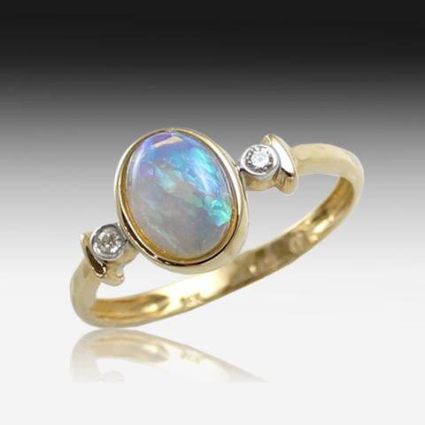 14kt Yellow Gold Opal and Diamond ring - Masterpiece Jewellery Opal & Gems Sydney Australia | Online Shop