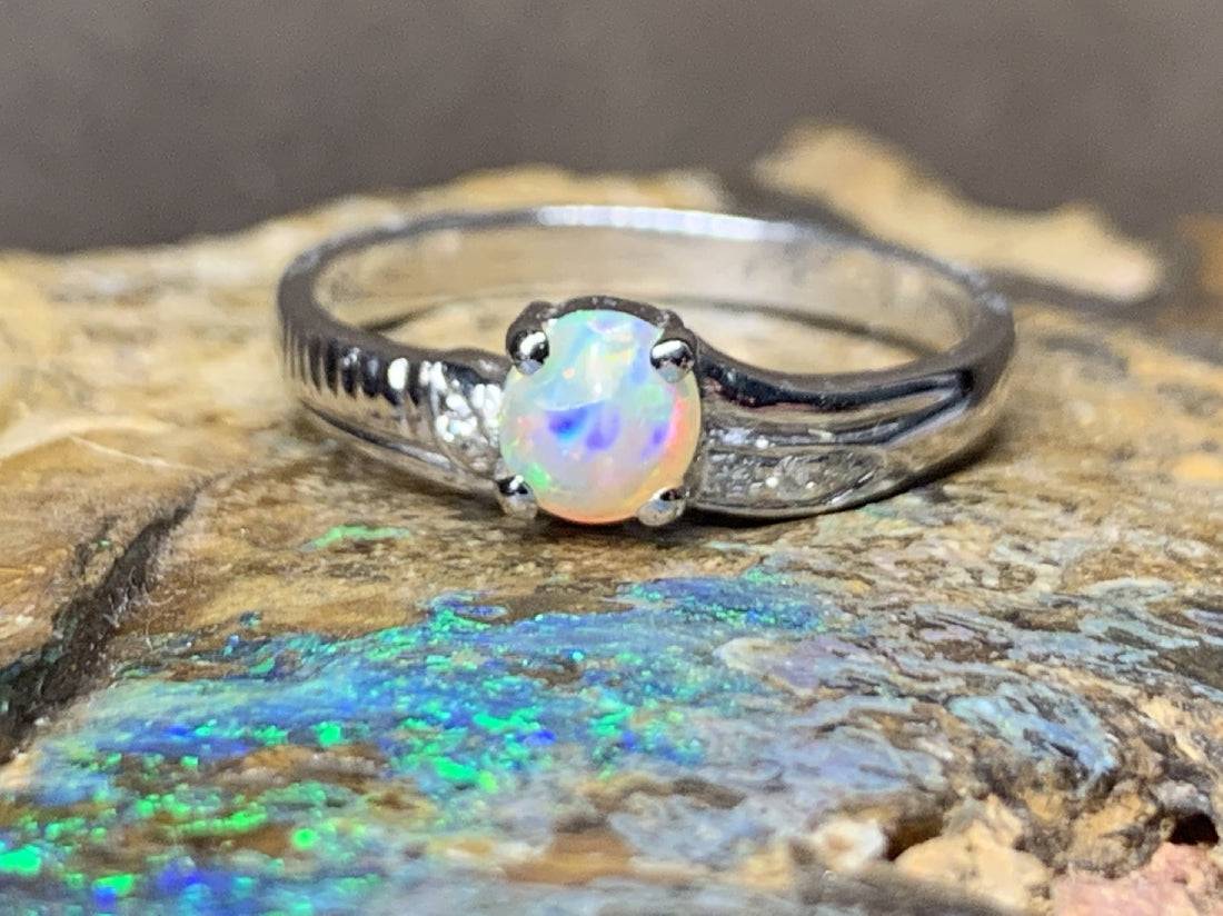 18kt White Gold Black Crystal Opal and Diamond ring - Masterpiece Jewellery Opal & Gems Sydney Australia | Online Shop