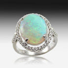 18kt White Gold Black Opal and Diamond ring - Masterpiece Jewellery Opal & Gems Sydney Australia | Online Shop