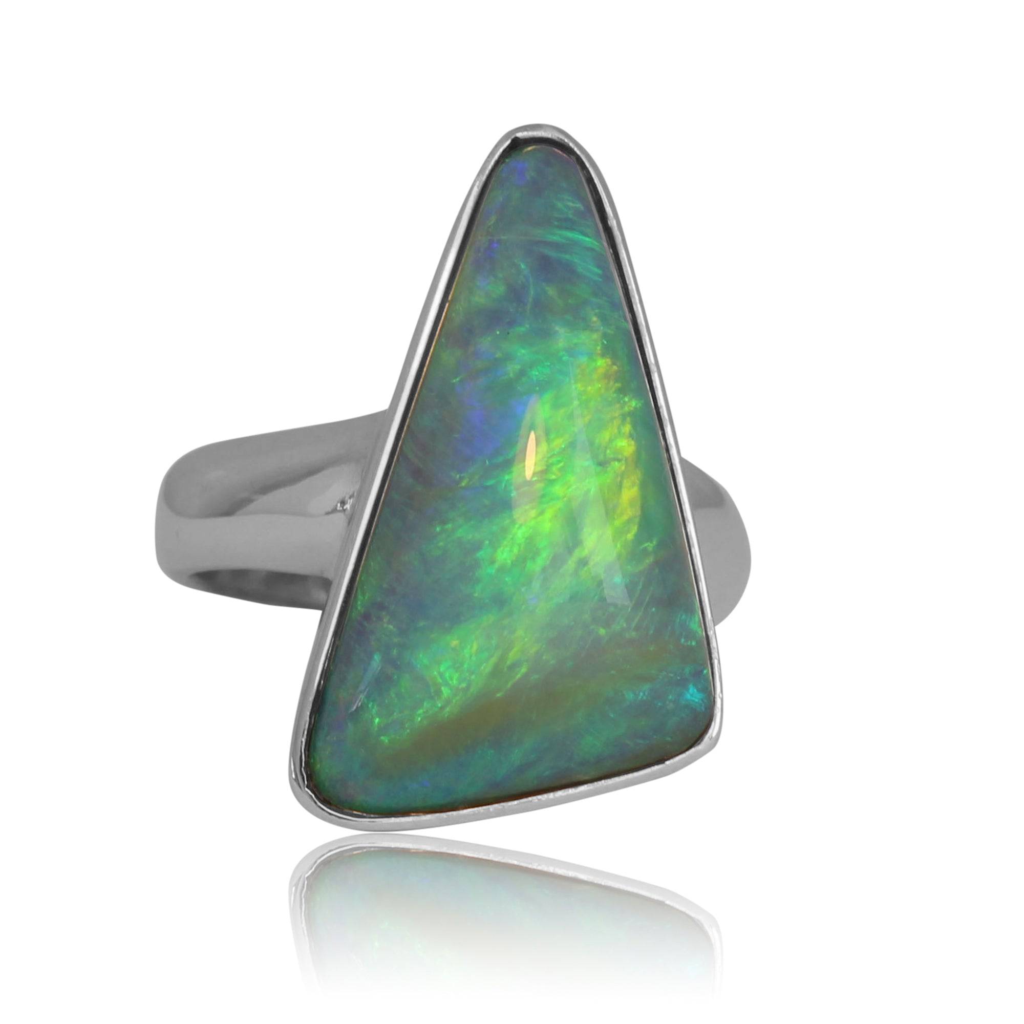 18kt White Gold Boulder Opal ring - Masterpiece Jewellery Opal & Gems Sydney Australia | Online Shop