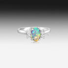 18kt White Gold Opal and Diamond ring - Masterpiece Jewellery Opal & Gems Sydney Australia | Online Shop