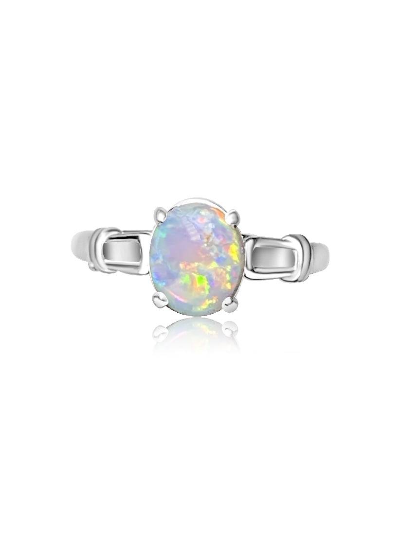 18kt White Gold solitaire Black Opal ring - Masterpiece Jewellery Opal & Gems Sydney Australia | Online Shop