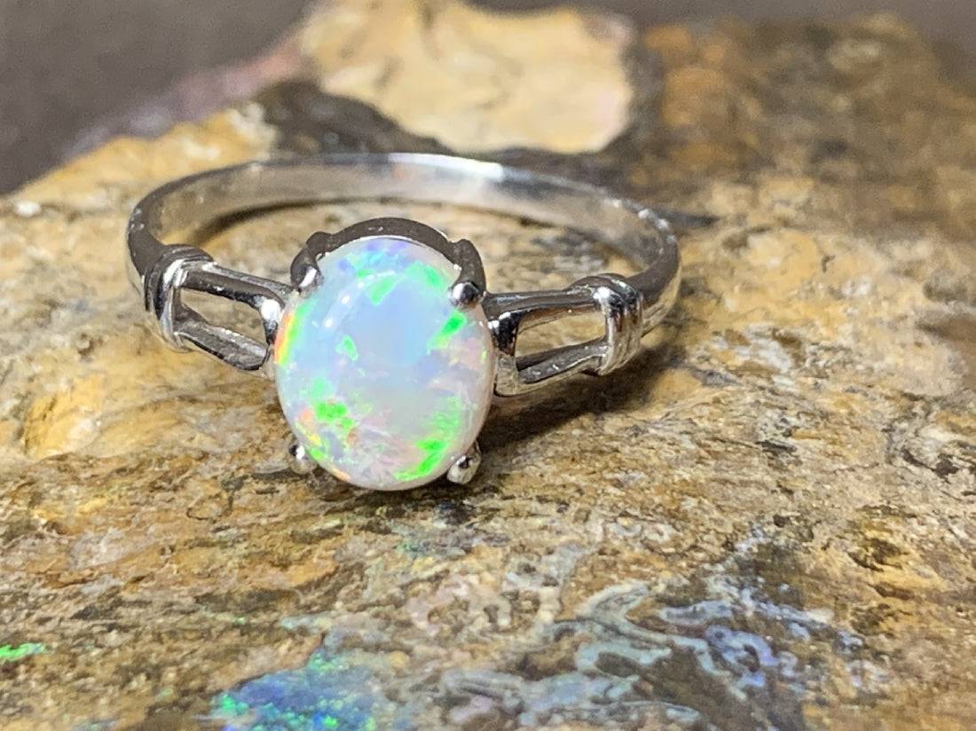 18kt White Gold solitaire Black Opal ring - Masterpiece Jewellery Opal & Gems Sydney Australia | Online Shop