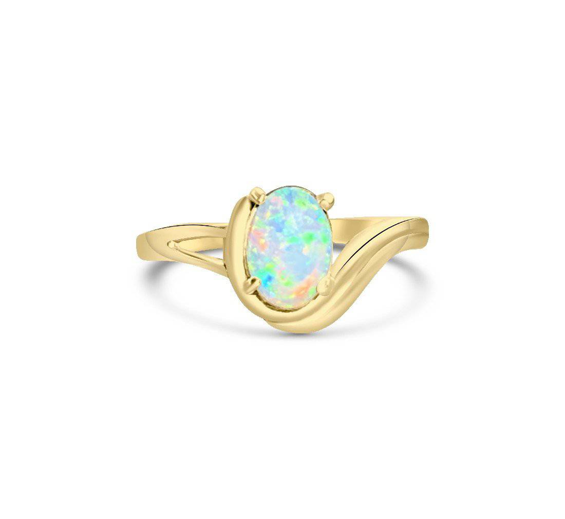 18kt Yellow Gold Opal solitaire ring - Masterpiece Jewellery Opal & Gems Sydney Australia | Online Shop