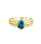 18kt Yellow Gold Black Opal ring - Masterpiece Jewellery Opal & Gems Sydney Australia | Online Shop