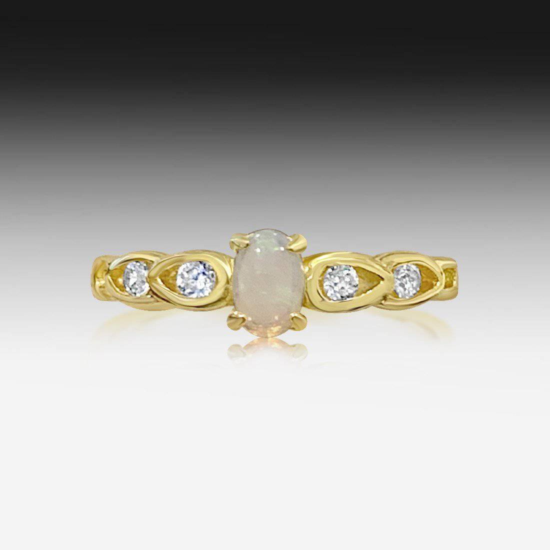 Sterling Silver Gold plated Opal and cubic zirconia ring - Masterpiece Jewellery Opal & Gems Sydney Australia | Online Shop