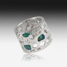 Sterling Silver Opal inlay broad cut out band - Masterpiece Jewellery Opal & Gems Sydney Australia | Online Shop