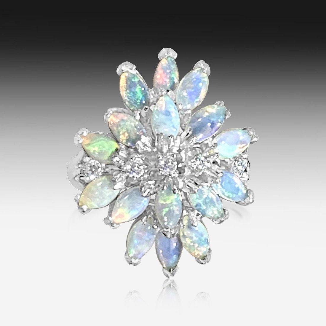 STERLING SILVER OPAL LOTUS RING - Masterpiece Jewellery Opal & Gems Sydney Australia | Online Shop