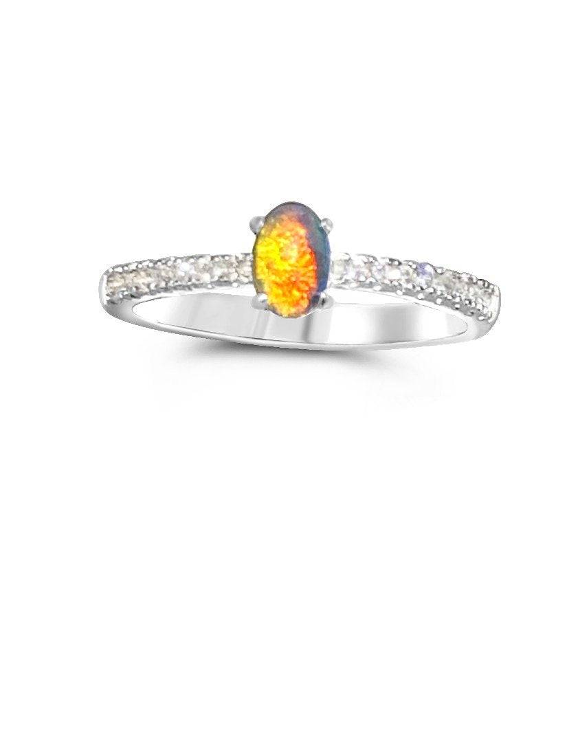 Sterling Silver Opal triplet with cubic zirconia - Masterpiece Jewellery Opal & Gems Sydney Australia | Online Shop