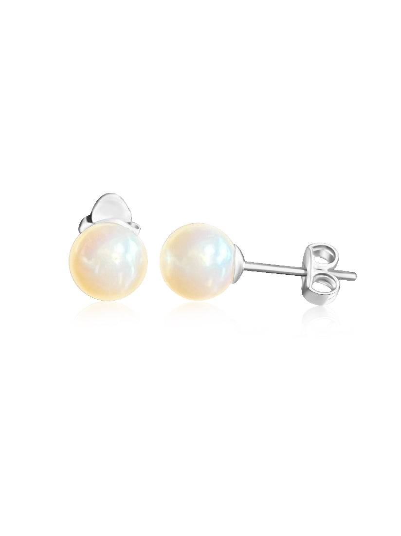 9kt White Gold Akoya Pearls 6-6.5mm studs - Masterpiece Jewellery Opal & Gems Sydney Australia | Online Shop