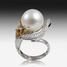 18KT TWO TONE GOLD RING WITH SOUTH SEA PEARL AND DIAMONDS - Masterpiece Jewellery Opal & Gems Sydney Australia | Online Shop