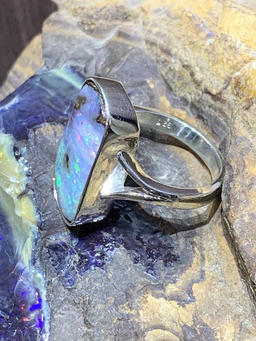 Sterling Silver Boulder Opal ring - Masterpiece Jewellery Opal & Gems Sydney Australia | Online Shop