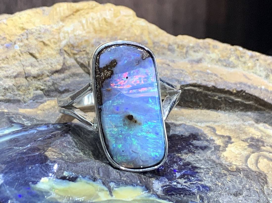 Sterling Silver Boulder Opal ring - Masterpiece Jewellery Opal & Gems Sydney Australia | Online Shop